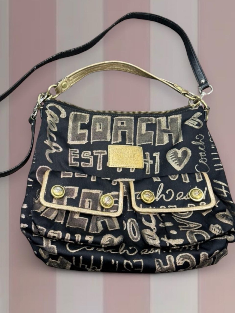 Coach Poppy Y2K Black/Gold Purse